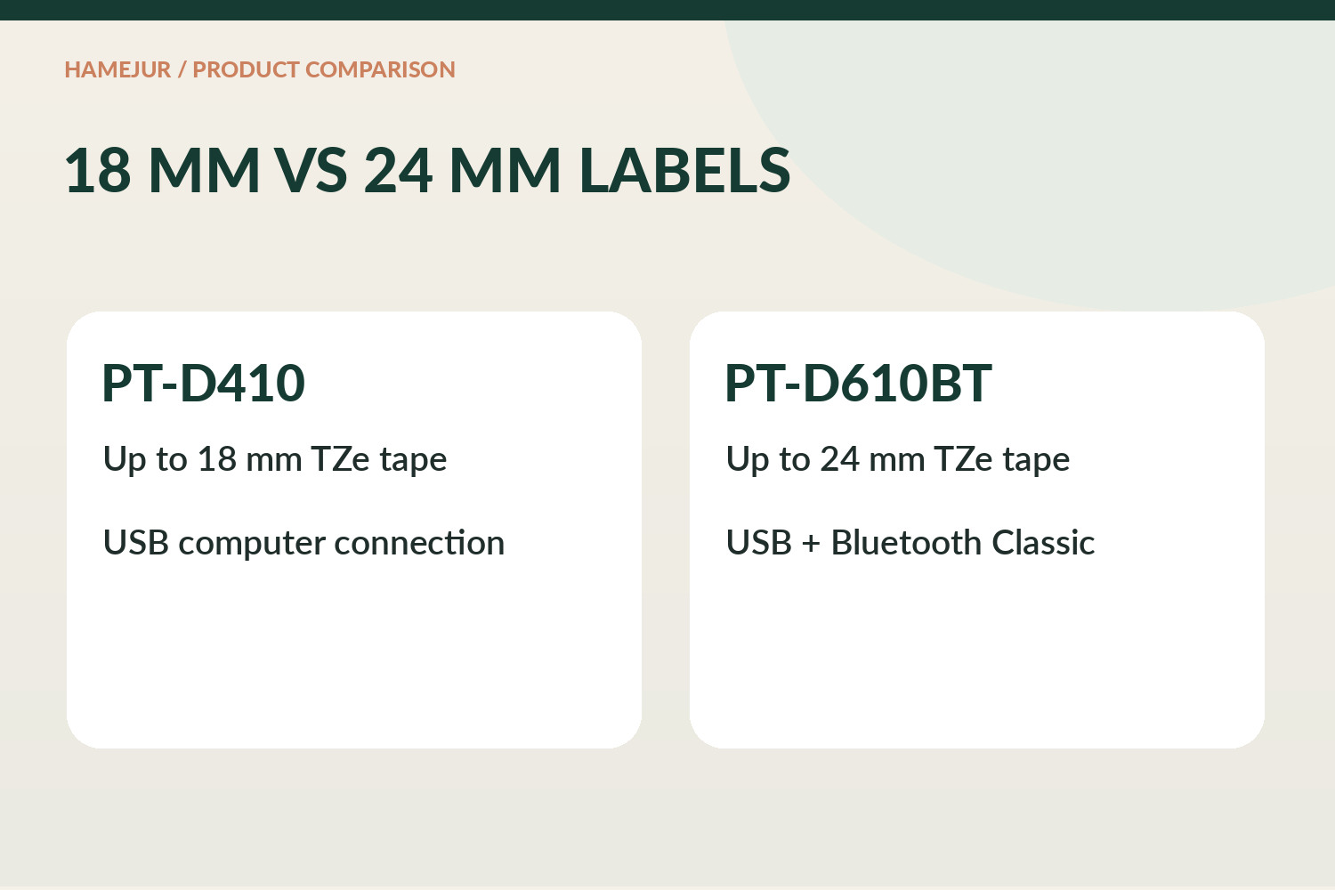 Schematic comparing Brother PT-D410 USB-only computer connection with PT-D610BT Bluetooth Classic and USB